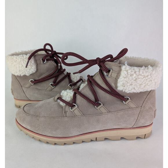 Sorel Women’s Harlow Lace Cozy Gray Ankle Bootie Size 10M - Picture 2 of 8